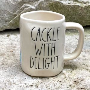 Rae Dunn CACKLE WITH DELIGHT Double-Sided Mug